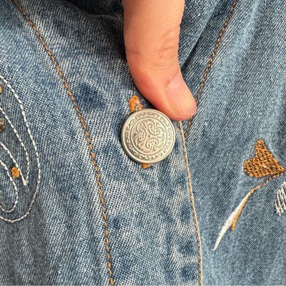 VTG White Stag Womens XL Jacket Embroidered Floral Paisly Denim Boho Festival - Picture 6 of 10